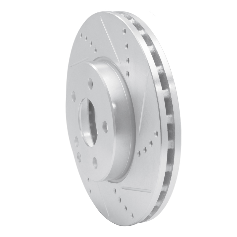 Mercedes-Benz E350 Brake Rotor (1) - Front Right - R1 Concepts - Drilled & Slotted - Silver - `03-`09